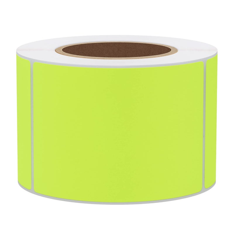 Hybsk 2x3 Inch 300pcs Fluorescent Yellow Sticker Rectangle Blank Color Coding Neon Labels for Office Organization Shipping Warehouse Labeling (Fluorescent Yellow) - Image 1